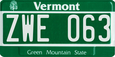 VT license plate ZWE063