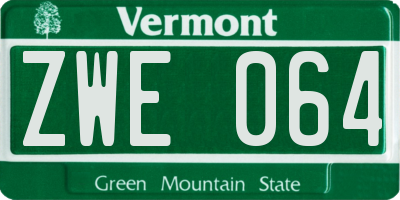VT license plate ZWE064