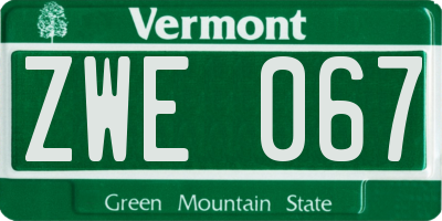 VT license plate ZWE067