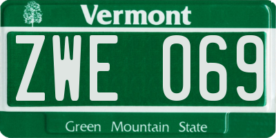 VT license plate ZWE069