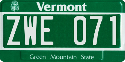 VT license plate ZWE071