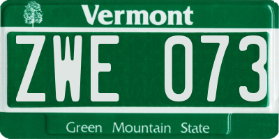 VT license plate ZWE073