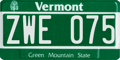 VT license plate ZWE075