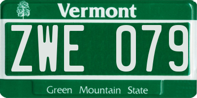 VT license plate ZWE079
