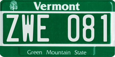 VT license plate ZWE081