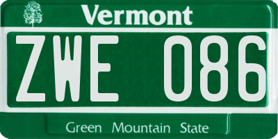 VT license plate ZWE086