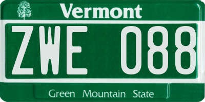 VT license plate ZWE088
