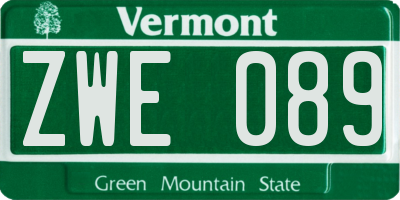 VT license plate ZWE089