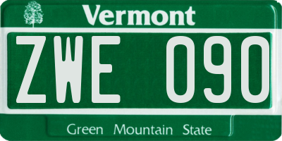 VT license plate ZWE090