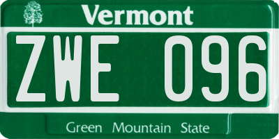 VT license plate ZWE096