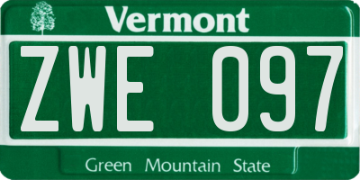 VT license plate ZWE097
