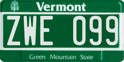 VT license plate ZWE099