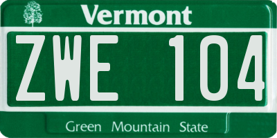 VT license plate ZWE104