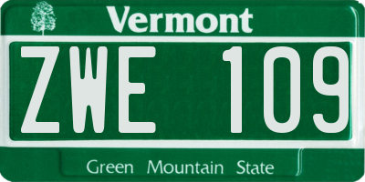 VT license plate ZWE109