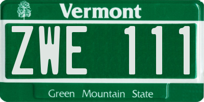 VT license plate ZWE111