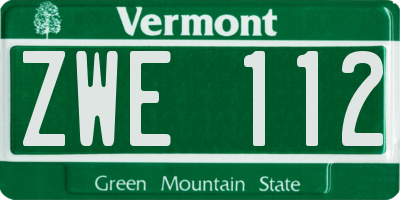 VT license plate ZWE112