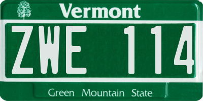 VT license plate ZWE114