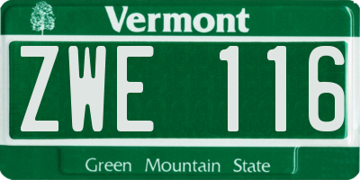 VT license plate ZWE116