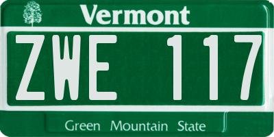VT license plate ZWE117