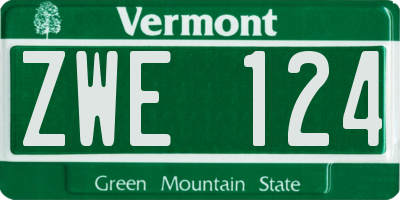 VT license plate ZWE124