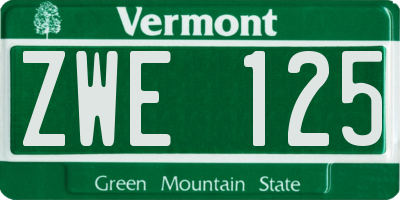 VT license plate ZWE125