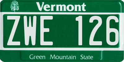 VT license plate ZWE126