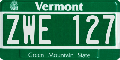 VT license plate ZWE127