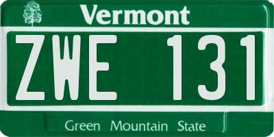 VT license plate ZWE131