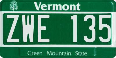 VT license plate ZWE135
