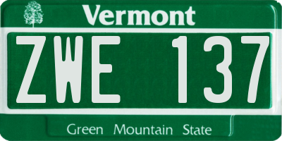 VT license plate ZWE137