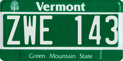 VT license plate ZWE143