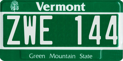 VT license plate ZWE144