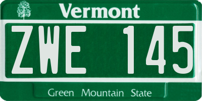 VT license plate ZWE145