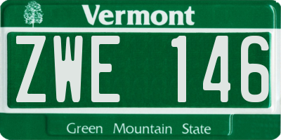 VT license plate ZWE146