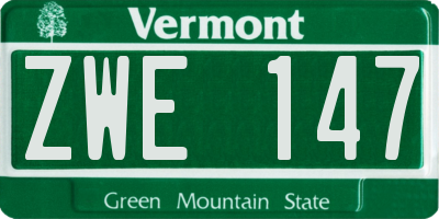 VT license plate ZWE147