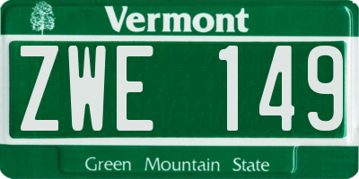 VT license plate ZWE149