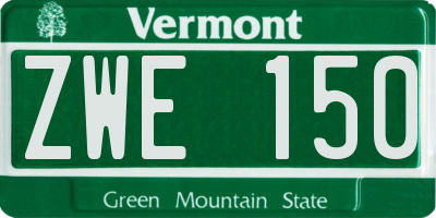 VT license plate ZWE150