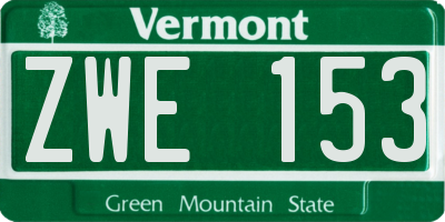 VT license plate ZWE153