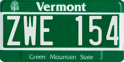VT license plate ZWE154