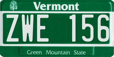 VT license plate ZWE156