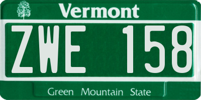 VT license plate ZWE158
