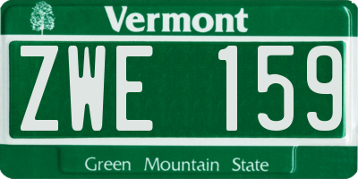VT license plate ZWE159