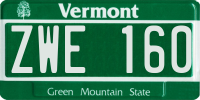 VT license plate ZWE160
