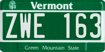 VT license plate ZWE163