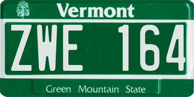 VT license plate ZWE164