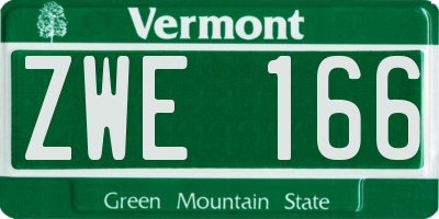 VT license plate ZWE166