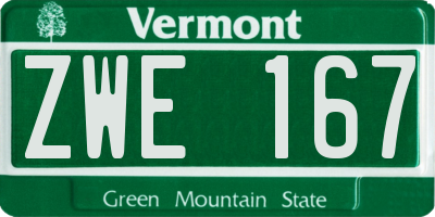 VT license plate ZWE167