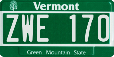 VT license plate ZWE170