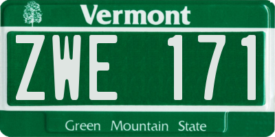 VT license plate ZWE171