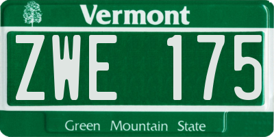 VT license plate ZWE175